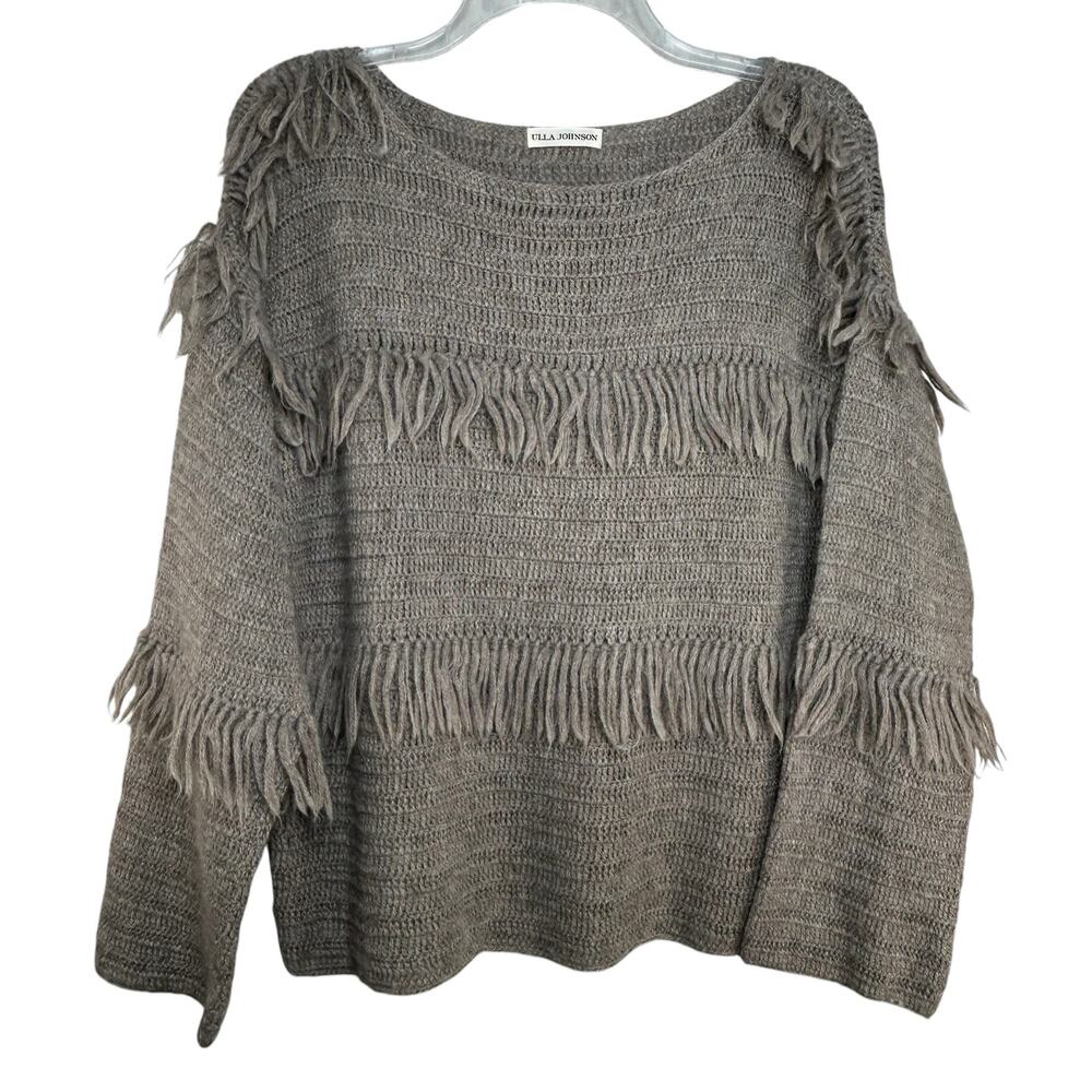 Ulla Johnson Gray Fringe Sweater